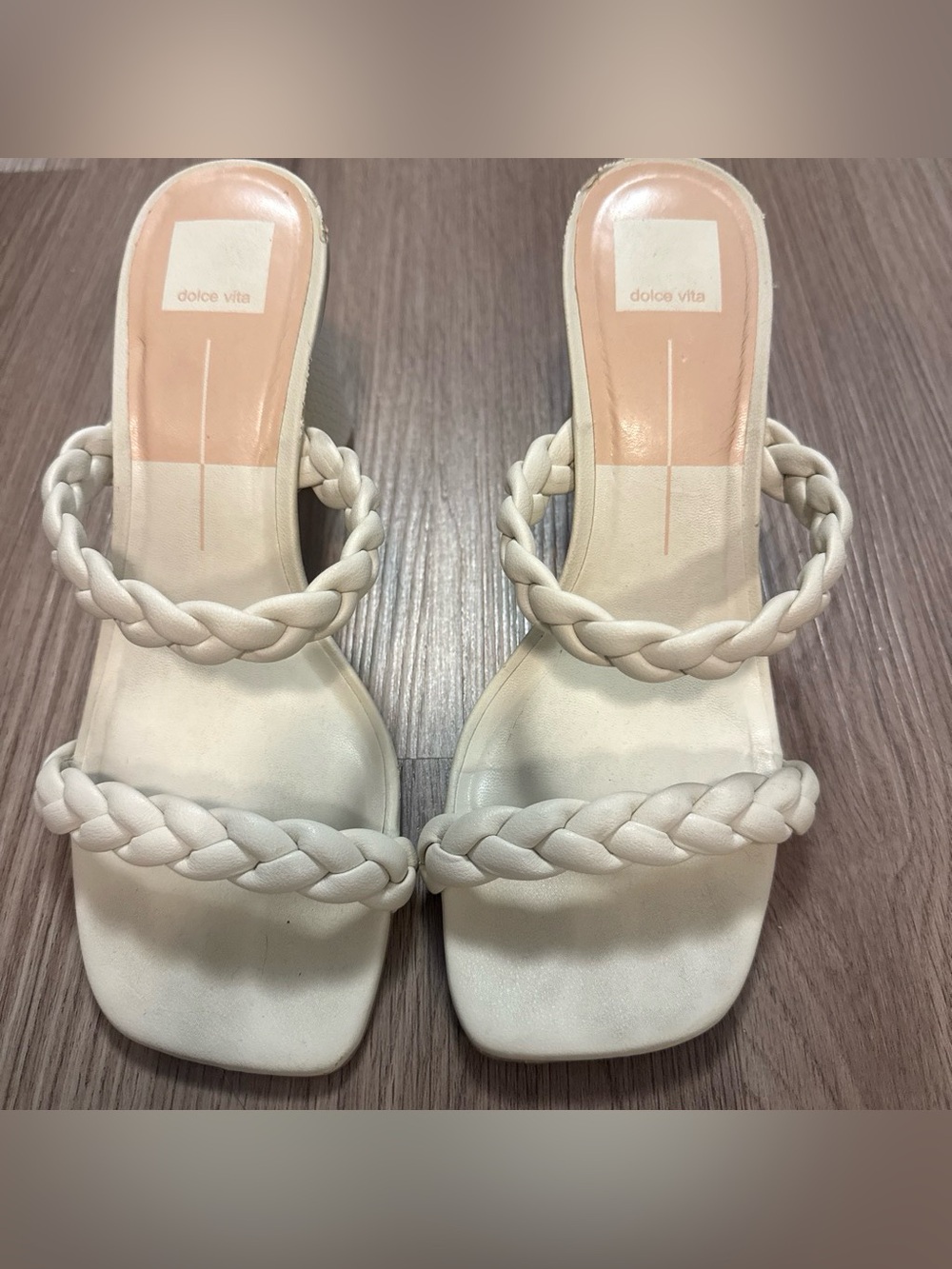 Dolce Vita Cream Braided Strap Slide Heels